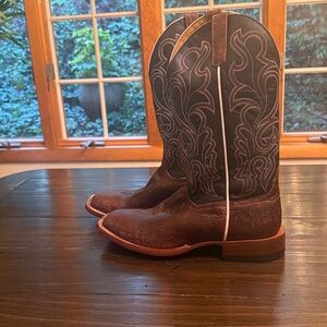 Anderson Bean Horse Power Distressed Black and Brown Cowboy Boots